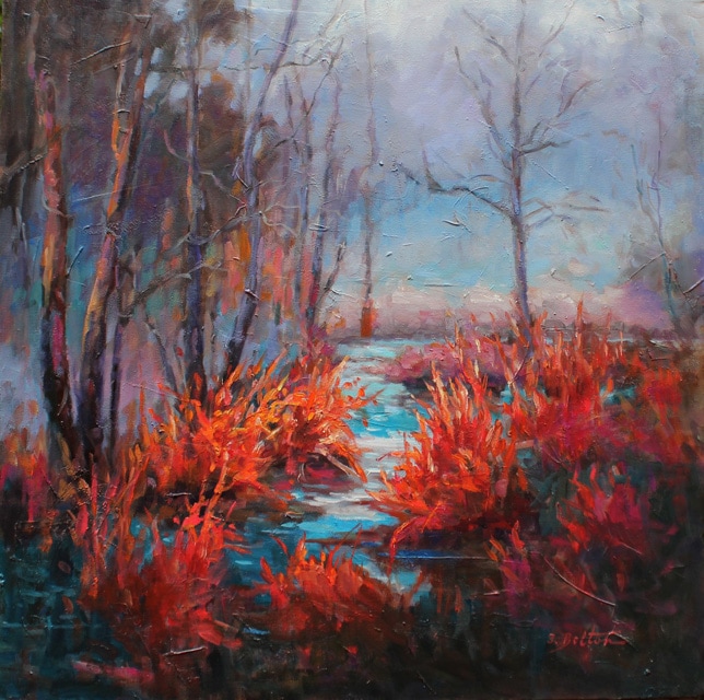Autumn's Brights in Fog 24x24